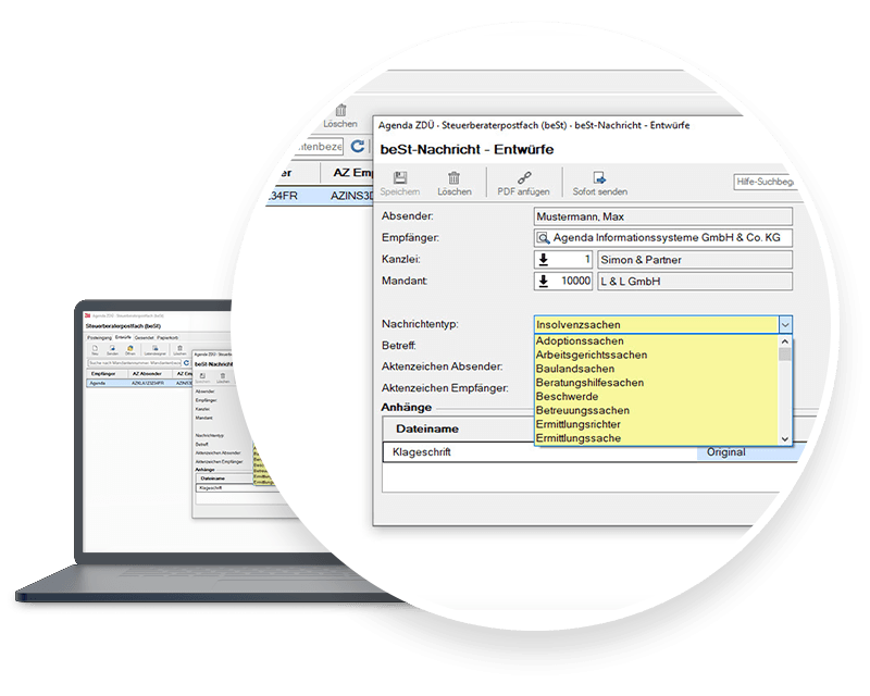 BeSt-Nachrichten mit Agenda versenden