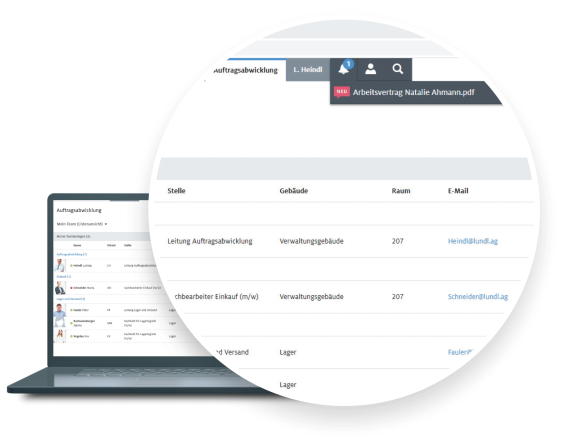 So einfach kann’s sein: Eine Info per E-Mail und das Glöckchen im Self-Service-Portal von Agenda zeigt an, dass Dokumente von der HR-Abteilung für den Mitarbeiter bereitstehen.