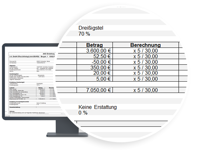Die Software ermittelt den Erstattungsbetrag automatisch.