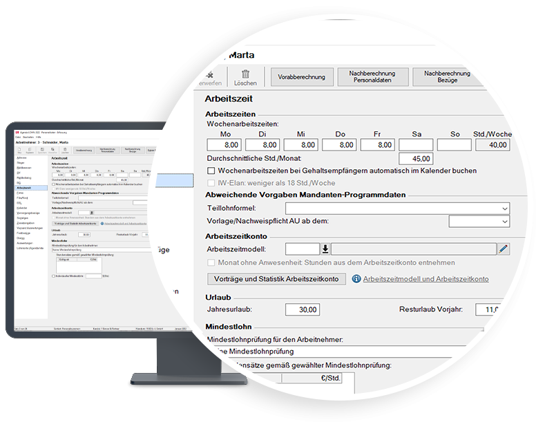 Die tägliche Arbeitszeit muss für jeden Mitarbeiter in den Personaldaten hinterlegt sein, damit AAG-Anträge automatisch erstellt werden können.