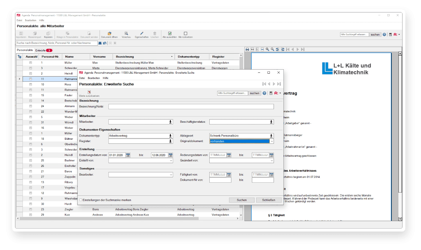 Dank umfangreicher Suchfunktionen identifizieren sie ganz einfach verschiedene Dokumententypen.