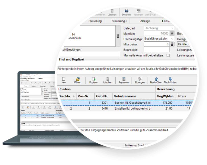 Agenda Honorarabrechnung