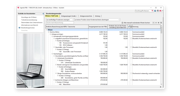 Der E-Bilanz-Assistent begleitet Sie Schritt für Schritt.